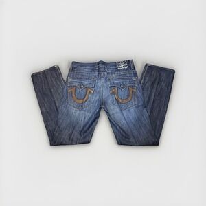 True Religion Section Row Seat Jeans Men's 36 Dark Wash Straight Leg Button Fly